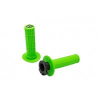 TORC1 RACING DEFY LOCK ON MX GRIPS HALF WAFFLE GREEN (4 STROKE THROTTLE CAMS)