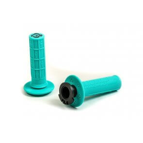 TORC1 RACING DEFY LOCK ON MX GRIPS HALF WAFFLE MINT GREEN (4 STROKE THROTTLE CAMS)