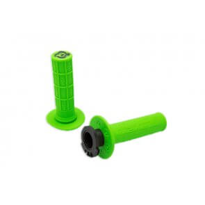 TORC1 RACING DEFY LOCK ON MX GRIPS HALF WAFFLE GREEN (4 STROKE THROTTLE CAMS)