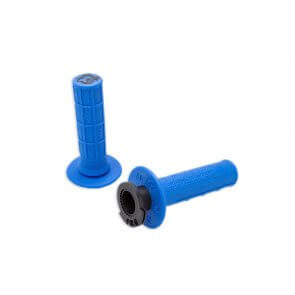 TORC1 RACING DEFY LOCK ON MX GRIPS HALF WAFFLE BLUE (4 STROKE THROTTLE CAMS)