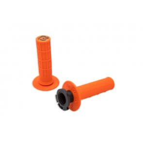 TORC1 RACING DEFY LOCK ON MX GRIPS HALF WAFFLE ORANGE (4 STROKE THROTTLE CAMS)